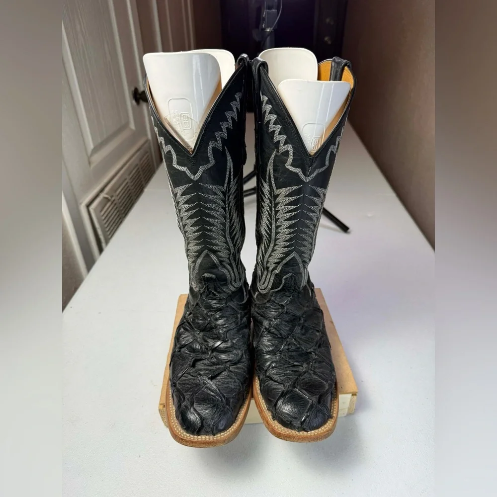LUCCHESE CLASSIC Pirarucu Fish Made in USA Women boots Size 7 Extremely rare - Picture 13 of 14